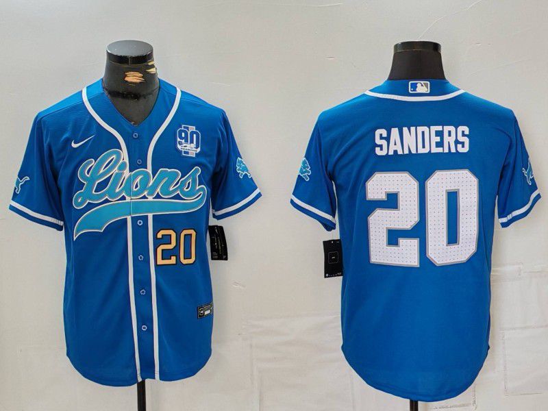 Men Detroit Lions 20 Sanders Blue Second generation joint name 2024 Nike Limited NFL Jersey style 8154
